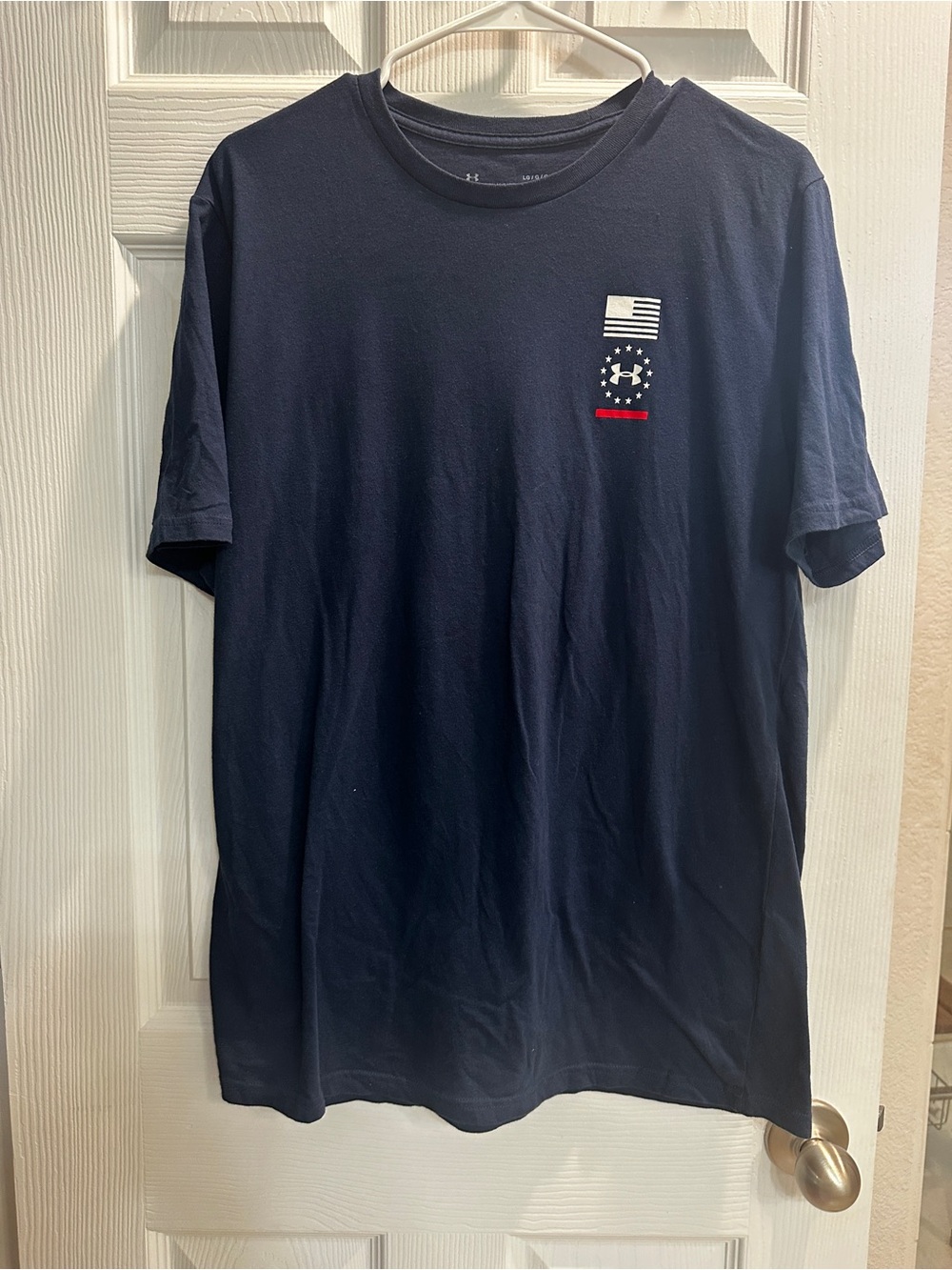 Under Armour Men's Navy Short Sleeve Tee with Flag Patch